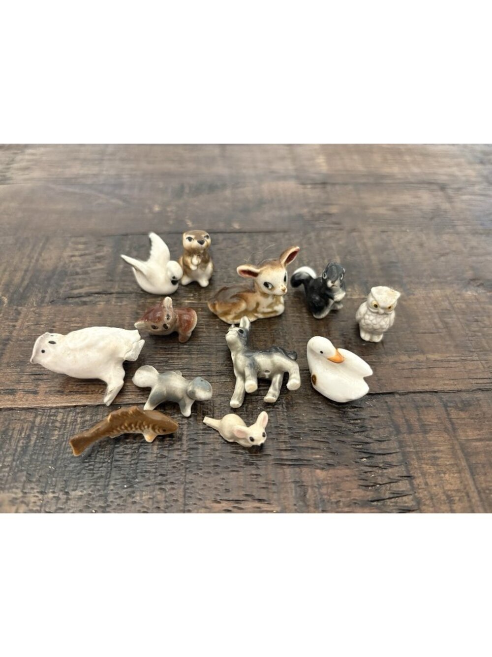 Hagen Renaker Bug House Mini Figurines Deer Owl Fish Mouse Duck Swan Skunk Japan